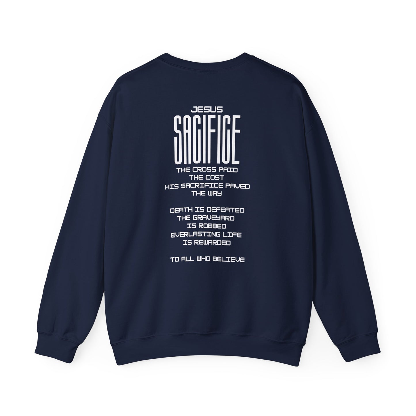 Christian 'Sacrifice Rewarded' Crewneck Sweatshirt — Religious Cross Faith Pullover - AH VISION