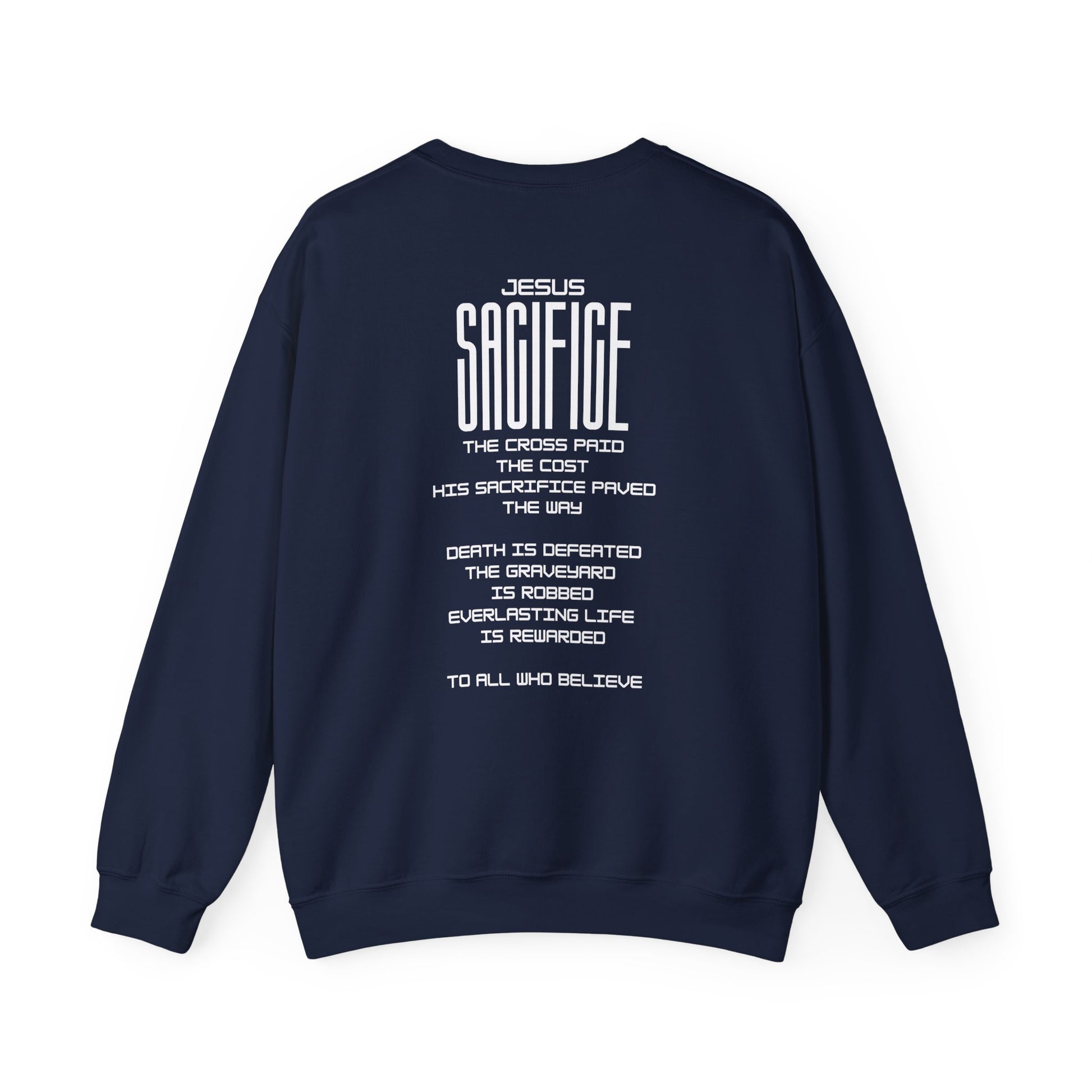 Christian 'Sacrifice Rewarded' Crewneck Sweatshirt — Religious Cross Faith Pullover - AH VISION