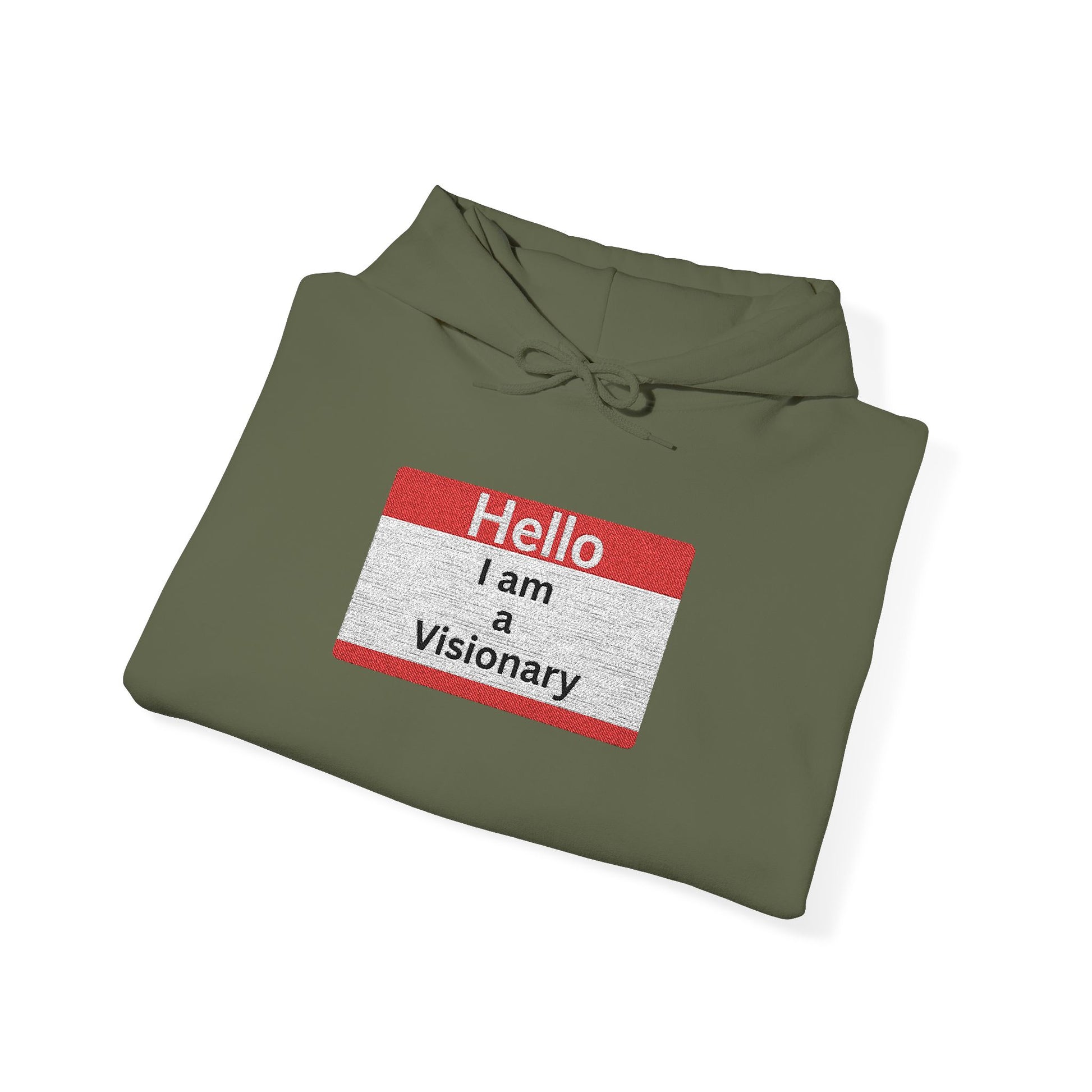 Hello I am Visionary Hoodie — Inspirational Name Tag Graphic Sweatshirt - AH VISION
