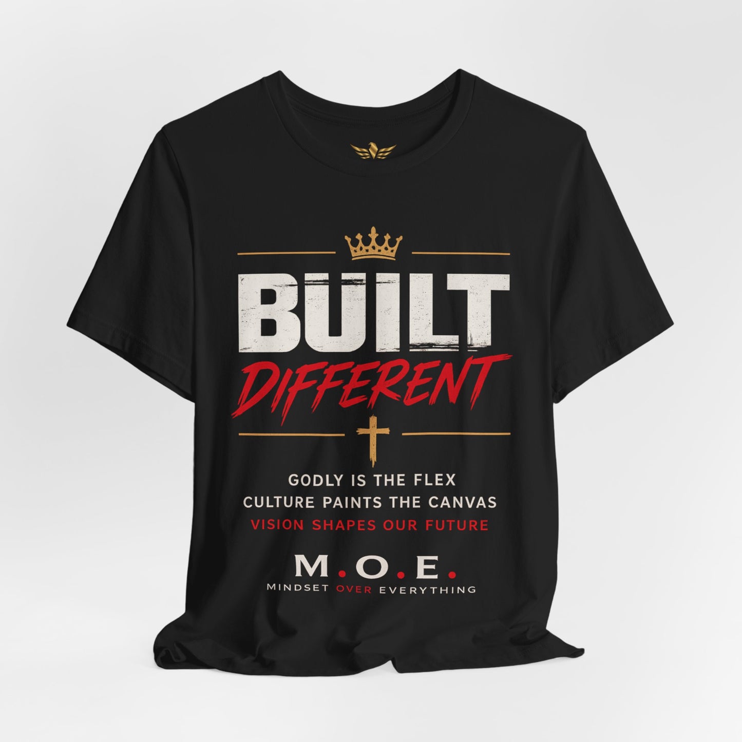 Built Different Faith T‑Shirt — "Built on Faith, Driven by Purpose" Christian Tee MC