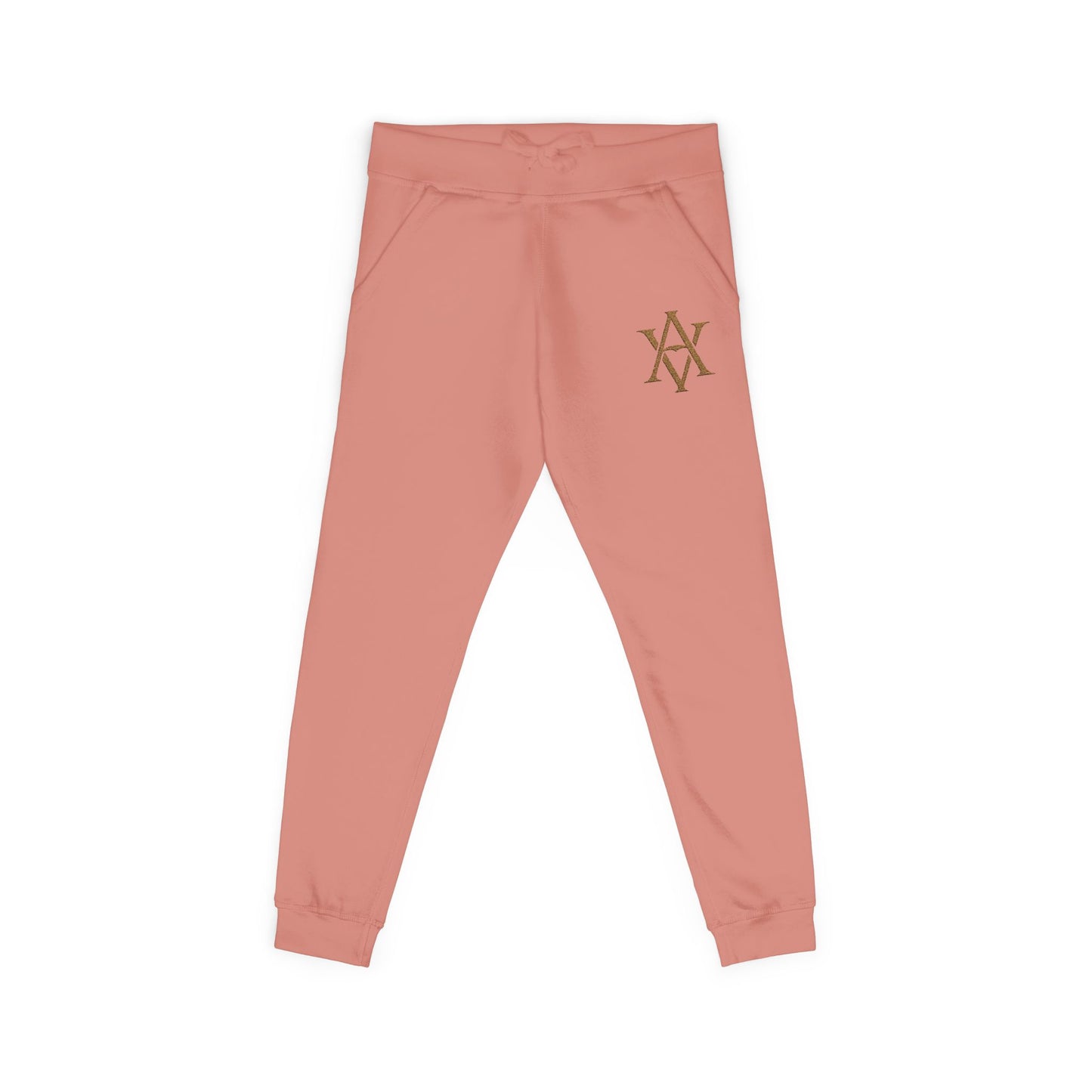 Embroidered Gold AV Monogram Fleece Sweatpants — Cozy Fleece Joggers