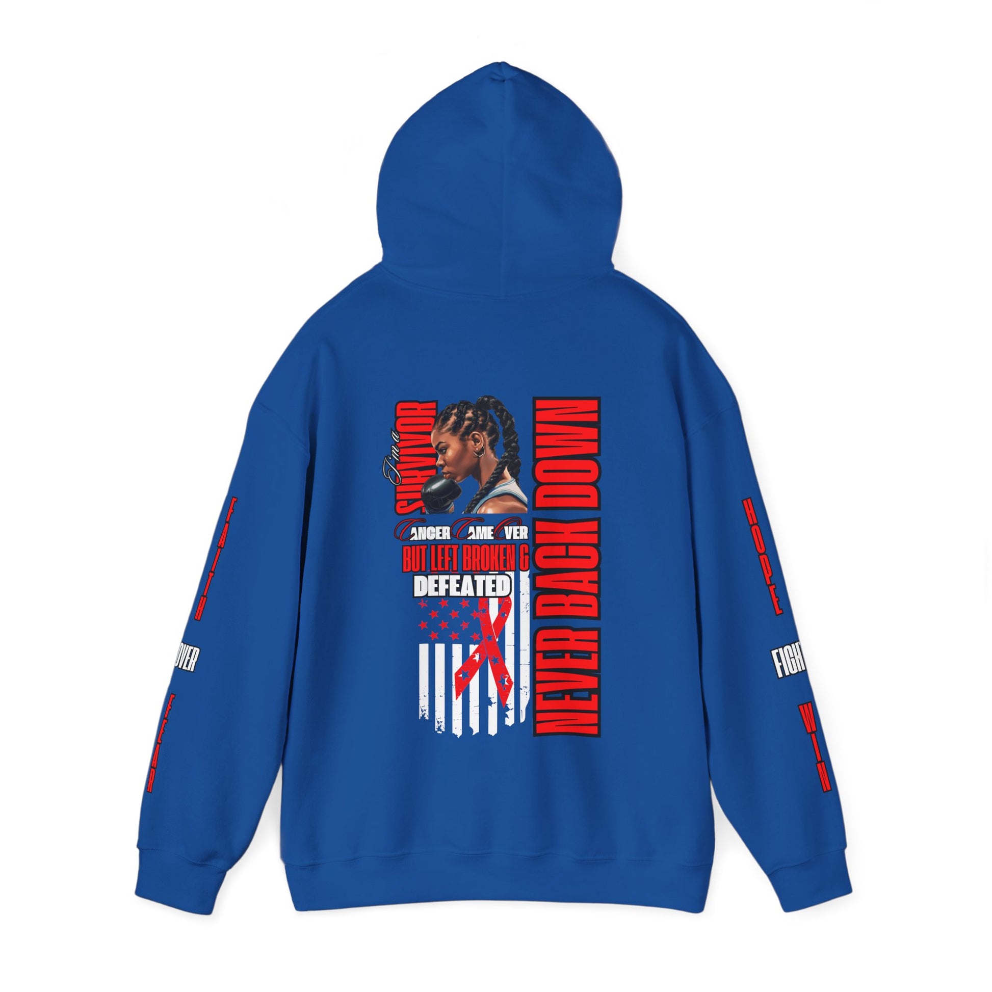 NOT EVERY HERO WEARS A CAPE NEVER BACK DOWN Hooded Sweatshirt - AH VISION