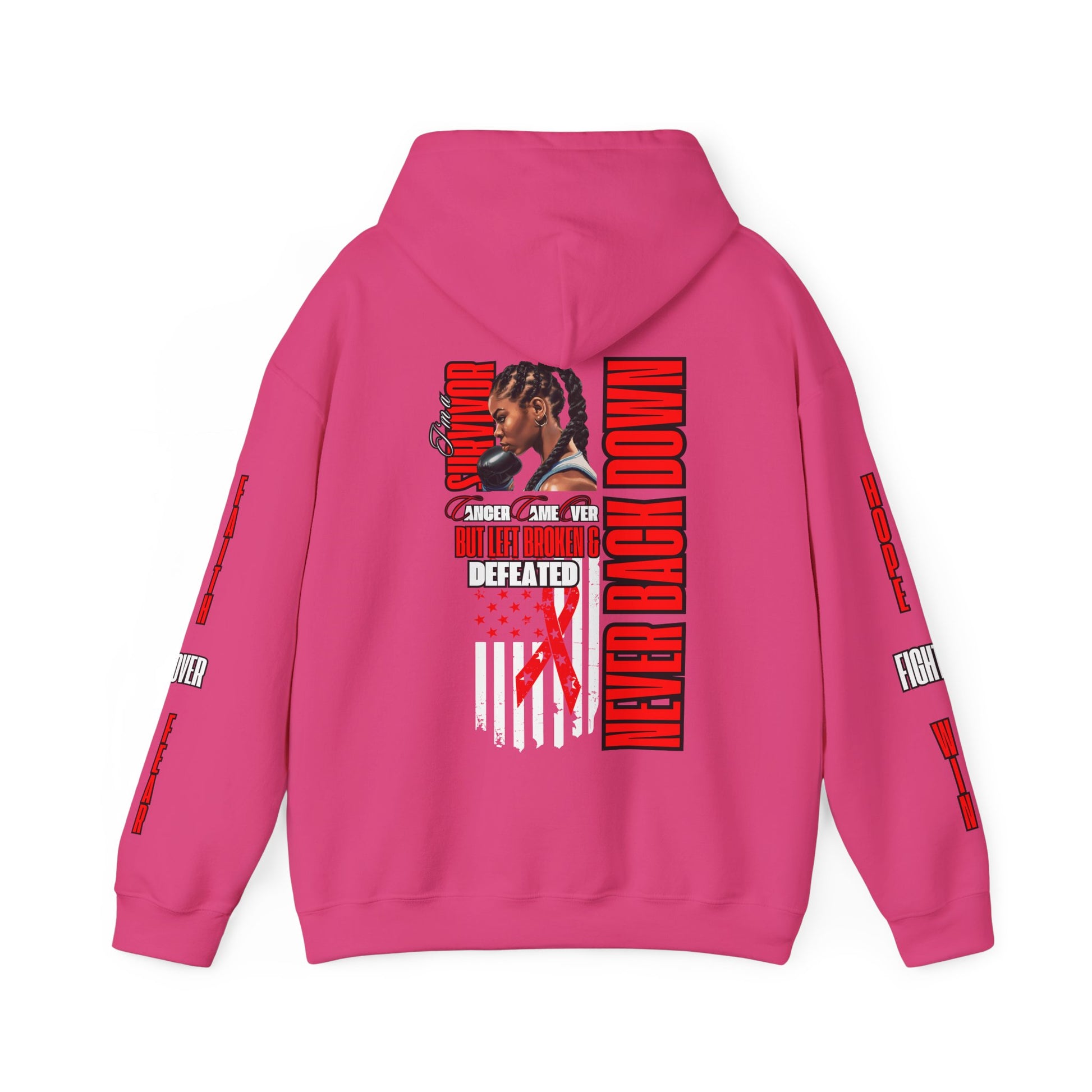 NOT EVERY HERO WEARS A CAPE NEVER BACK DOWN Hooded Sweatshirt - AH VISION