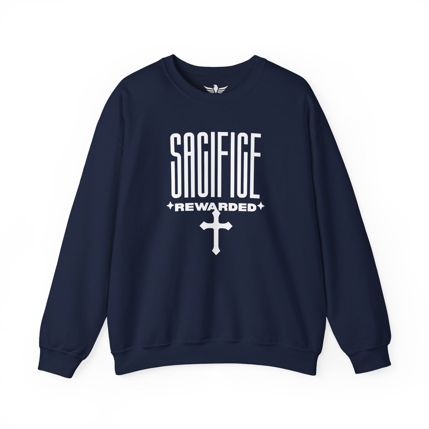 Christian 'Sacrifice Rewarded' Crewneck Sweatshirt — Religious Cross Faith Pullover - AH VISION