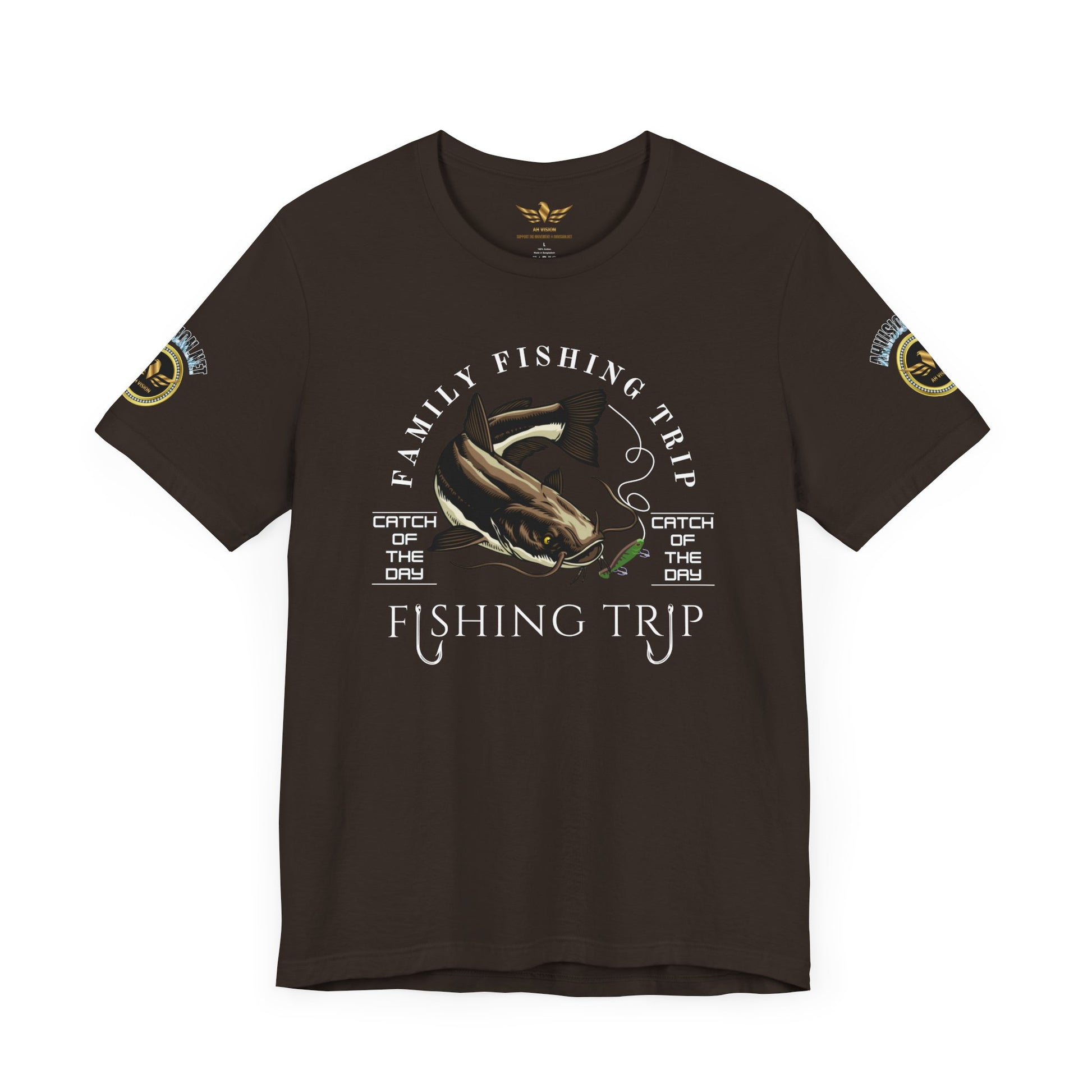 FAMILY FISHING TRIP BROWN CATFISH CATCH OF THE DAY DELUXE SLEEVE BADGE - AH VISION