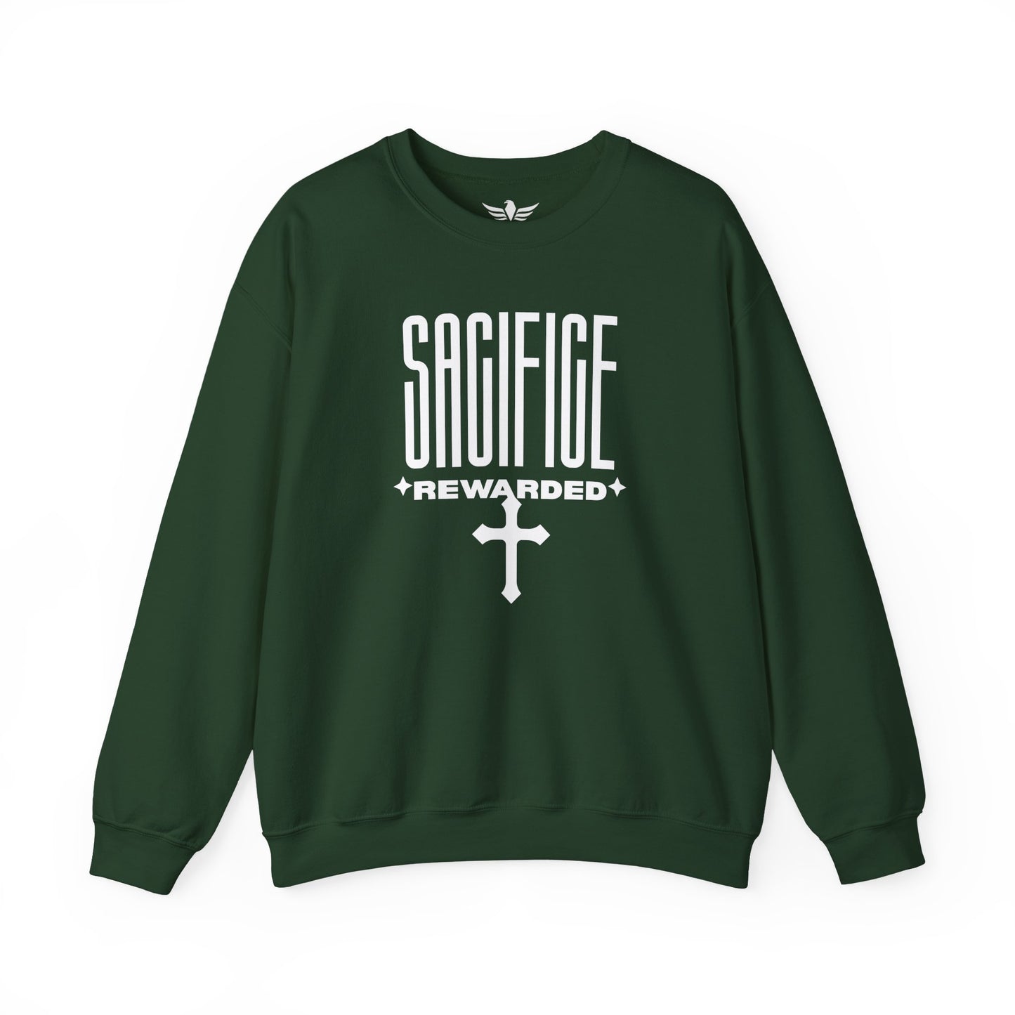 Christian 'Sacrifice Rewarded' Crewneck Sweatshirt — Religious Cross Faith Pullover - AH VISION