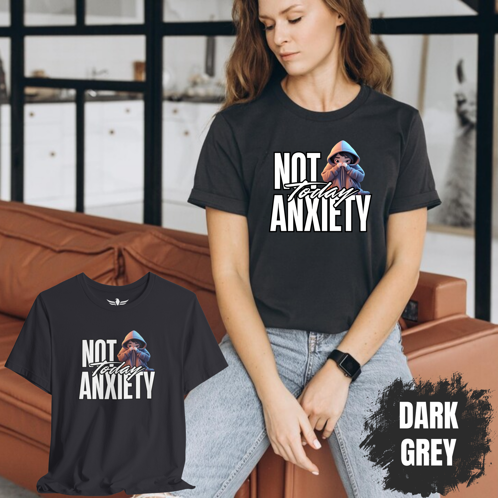 Not Today Anxiety Shirt Funny Mental Health Tee Sarcastic Graphic T Shirt Self Care Gift Comfy Unisex Tee for Anxious Introverts - AH VISION