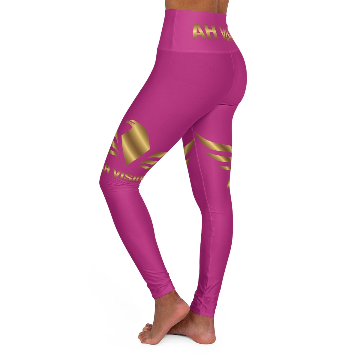 High Waisted Pink Yoga Leggings - AH VISION
