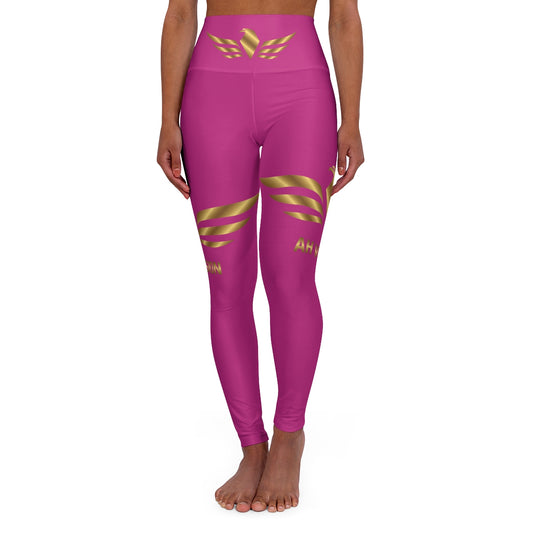 High Waisted Pink Yoga Leggings - AH VISION