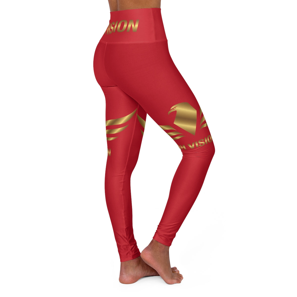 High Waisted Red Yoga Leggings - AH VISION