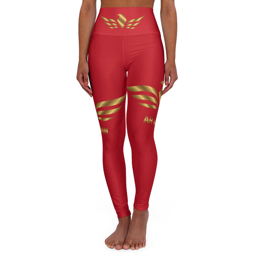High Waisted Red Yoga Leggings - AH VISION