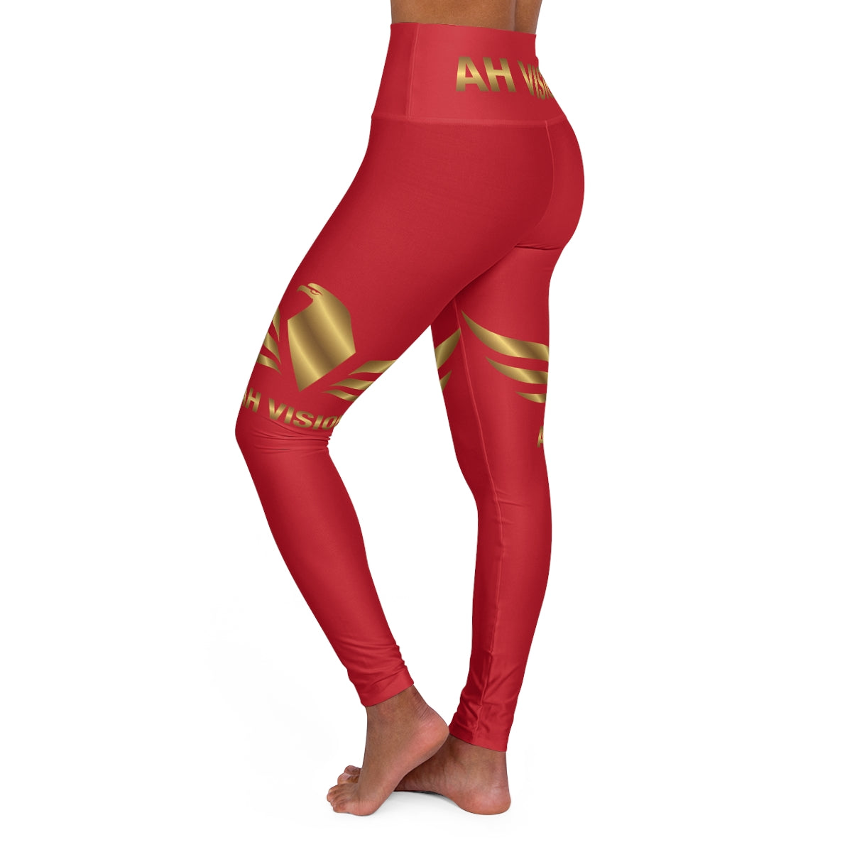 High Waisted Red Yoga Leggings - AH VISION