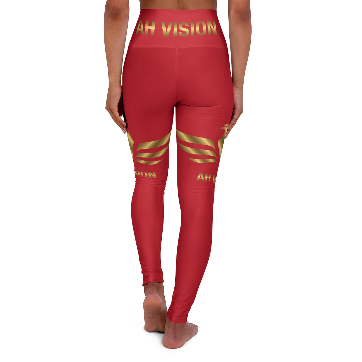 High Waisted Red Yoga Leggings - AH VISION