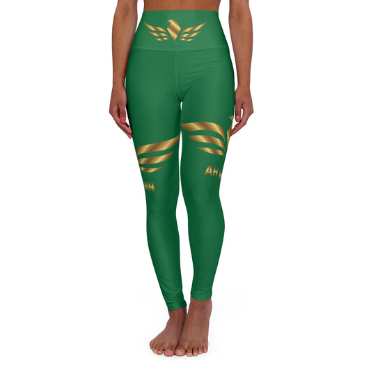 High Waisted Green Yoga Leggings - AH VISION
